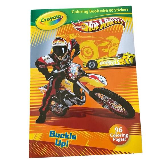2015 Crayola Hotwheels Coloring Book With Stickers Motorcycle NEW UNUSED 96 Page - Picture 1 of 5